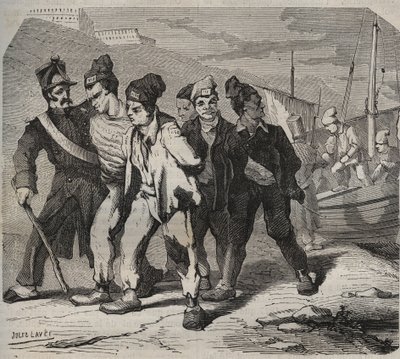 Belle-Ile-en-Mer (mooie eiland aan zee) in de 19e eeuw. Gravure in 