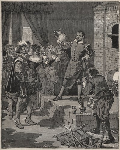Bernard Palissy (1510-1589), Franse triomfantelijke keramist, haalt zijn eerste stukken emaille uit de oven. Gravure uit 1880 in 