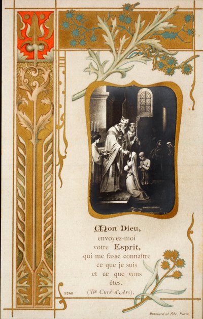 Ceremonie van bevestiging vrome afbeelding. Ansichtkaart. Begin 20e eeuw. Privécollectie door Anonymous Anonymous