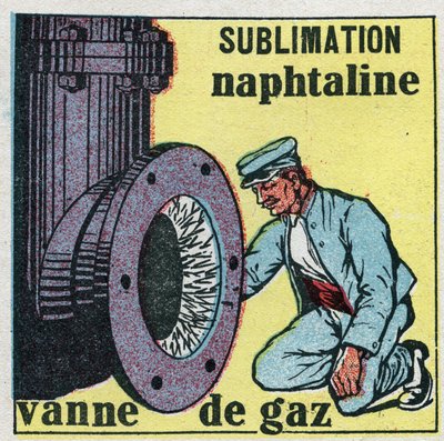 Veranderingen in toestanden: sublimatie. Naftaleenafzetting verstopt een gasklep. door Anonymous Anonymous