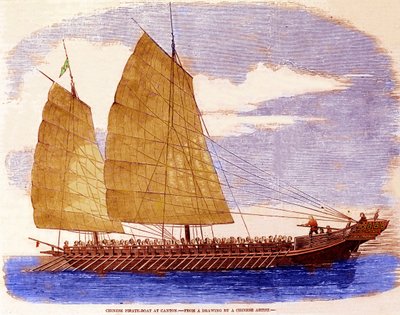 Chinese piratenjager van Canton, begin 19e eeuw. door Anonymous Anonymous