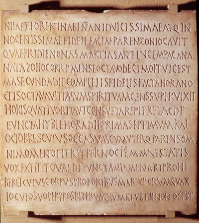 Christelijke oudheid: Catania-inscripties die de methode van toediening van doop en begrafenisrituelen beschrijven, begin 4e eeuw. Louvre Museum Parijs door Anonymous Anonymous