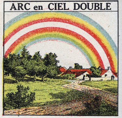 Kleuren: dubbele regenboog. Anonieme illustratie uit 1925. Privécollectie. door Anonymous Anonymous