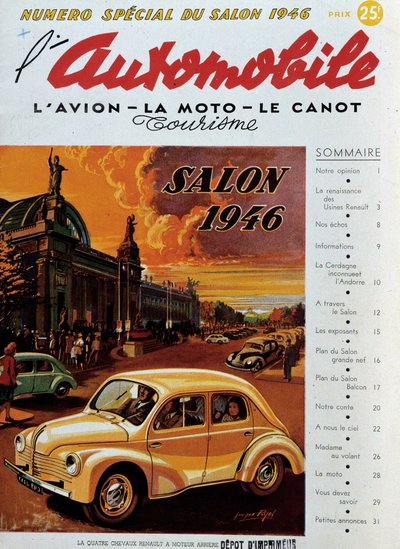 Omslag van De auto gepubliceerd ter gelegenheid van de autoshow van 1946. Privécollectie door Anonymous Anonymous