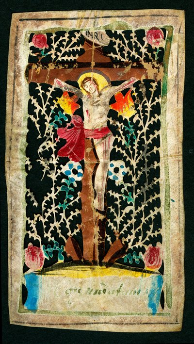Kruisiging - Vrome afbeelding in de kanaal - Inscripties INRI (I.N.R.I.) - Privécollectie door Anonymous Anonymous