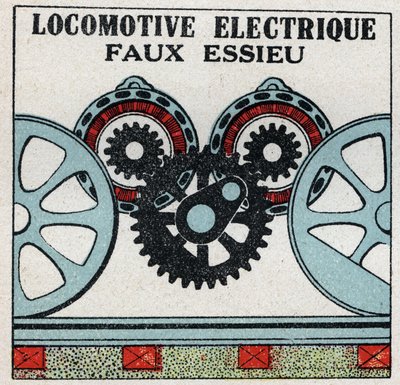 Elektrische spoorwegen: valse as van een elektrische locomotief. Anonieme illustratie uit 1925. Privécollectie. door Anonymous Anonymous