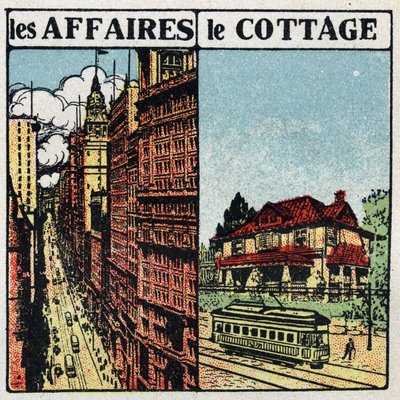 Elektrische trams: tramlijn in de stad (links) en op het platteland (rechts). Anonieme illustratie uit 1925. Privécollectie. door Anonymous Anonymous