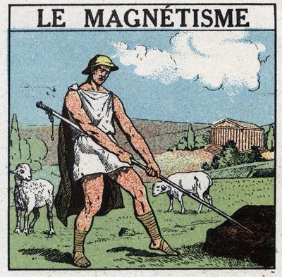 Elektrische verschijnselen: magnetisme werd ontdekt in de oudheid. De Griekse herder Magnes kon zijn ijzeren stok niet van de grond losmaken. Hij ontdekte dat dit fenomeen kwam door de aantrekkingskracht van een steen genaamd magnetiet of magnetische oxide door Anonymous Anonymous