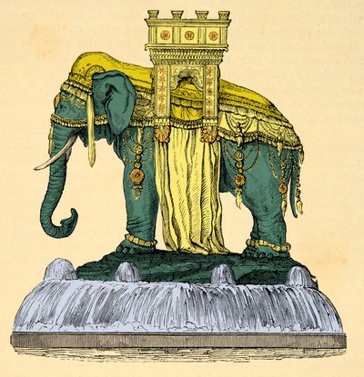 Olifant fontein project op Place de la Bastille, gesloopt in 1840, Gravure, Privécollectie door Anonymous Anonymous