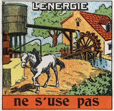 Energie raakt niet op: paard vastgemaakt aan een manege en hoort water in een reservoir door Anonymous Anonymous
