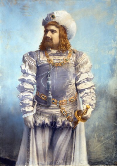 Enrico Caruso (1873-1921), Italiaanse tenor in de rol van Faust in de Mephistophele door Arrigo Boito. Handgekleurde foto. Rome door Anonymous Anonymous