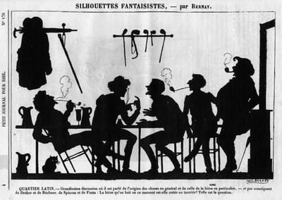 Fantastische silhouetten door Bernay. Cartoon over Parijse intellectuelen: 