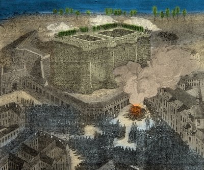 Fête de la Saint Jean Place de la Bastille in de 18e eeuw, Gravure, Privécollectie door Anonymous Anonymous