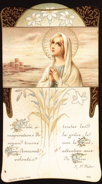 Getrouw aan alle inspiratie van genade, de blik gericht op de hemel, Maria bleef aandachtig voor de wensen van God Vrome afbeelding. 20e eeuw Privécollectie door Anonymous Anonymous
