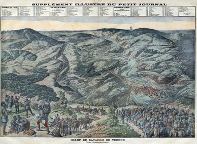 Eerste Wereldoorlog 1914-1918. Algemeen overzicht van het slagveld van Verdun van 21 februari tot 19 december. door Anonymous Anonymous