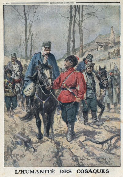 Eerste Wereldoorlog 1914-1918. Paarden worden uitgeleend aan zieke of gewonde Oostenrijkse krijgsgevangenen van het Causac-leger. In 