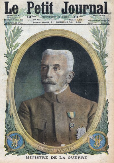 Eerste Wereldoorlog 1914-1918. Portret van generaal Hubert Lyautey (1854-1934) minister van Oorlog. In 