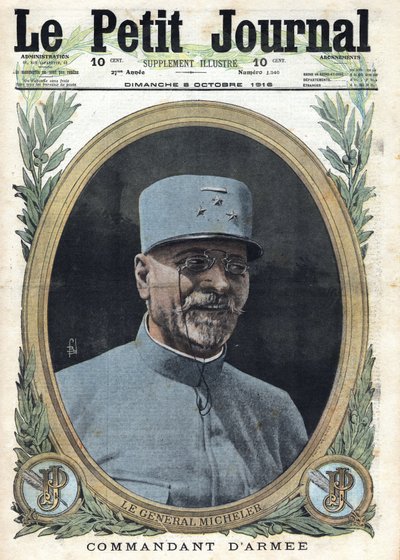 Eerste Wereldoorlog 1914-1918. Portret van generaal Joseph Alfred Micheler (1861-1931). In 