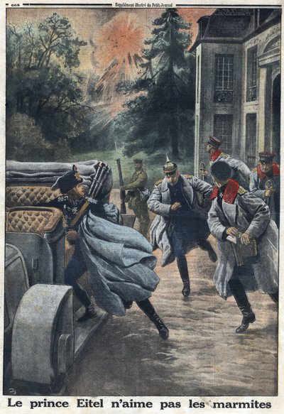 Eerste Wereldoorlog 1914-1918. Prins Eitel Frederik van Pruisen vluchtte bij de nadering van het Engelse leger in de stad Coulommiers. In 