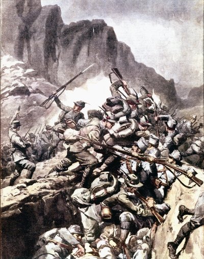 Eerste Wereldoorlog: gevechten tussen Italiaanse alpini en soldaten van het Oostenrijks-Hongaarse leger in Val d