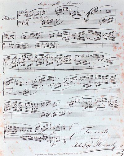 Eerste pagina van pianomethode door J.N. Hummel (19e eeuw) door Anonymous Anonymous