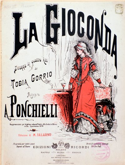 Frontispice van La gioconda, opera door Ponchielli door Anonymous Anonymous