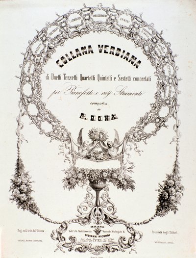 Frontispice van een verzameling partituren van Giuseppe Verdi door Anonymous Anonymous