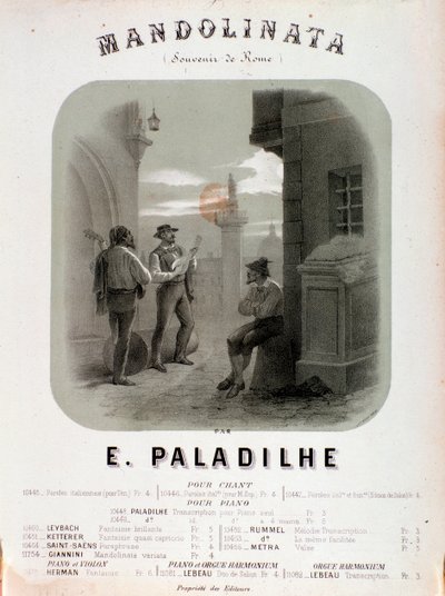 Frontispice van muzikale partituur van Mandolibata door E Paladilhe door Anonymous Anonymous