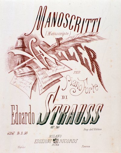 Frontispice van de partituur van Walsen voor Piano door Eduard Strauss door Anonymous Anonymous