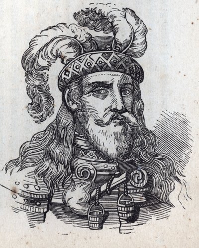 Galeazzo tweede Visconti - Portret van Galeas II Visconti - Galeazzo II Visconti - 1320-1378 - gravure door Anonymous Anonymous