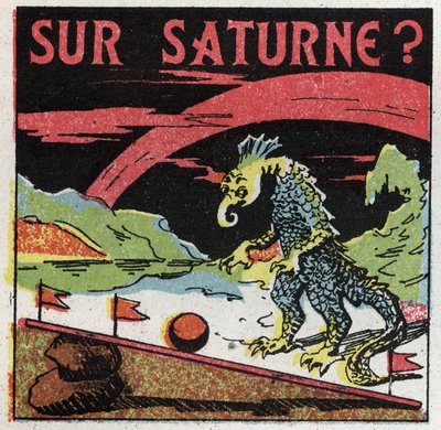 Gratie: meting van massa op Saturnus. Anonieme illustratie uit 1925. Privécollectie. door Anonymous Anonymous