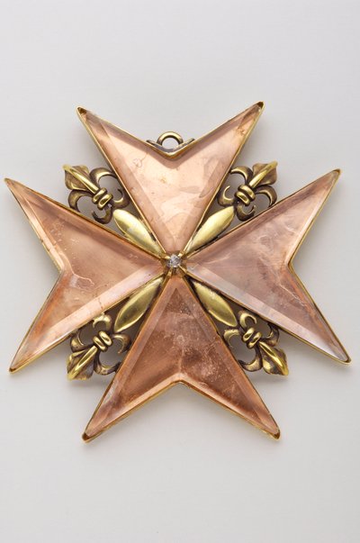 Groothertogdom Toscane - Orde van Sint Stefanus: kruis van prior of baljuw - voorzijde - Model van de 17e eeuw - Goud brons, koper en kristal maat - D: 9,7 cm; gewicht: 70 g - Privécollectie door Anonymous Anonymous