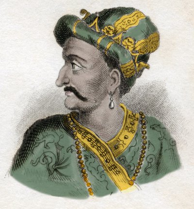 Grote Mogol (Mogol of Moghul) (waarschijnlijk Aurangzeb (1618-1707), ook bekend als Alamgir) (Abu Muzaffar Muhiuddin Muhammad Aurangzeb Alamgi) - 19e eeuwse gravure - Milanees door Anonymous Anonymous