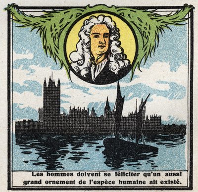 Zwaartekracht: portret van Isaac Newton (1642-1727) die de wetten van de zwaartekracht ontdekte. door Anonymous Anonymous