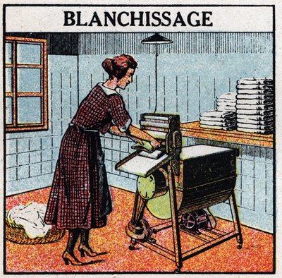 Huishoudelijk gebruik van elektriciteit: witkalken. Anonieme illustratie uit 1925. Privécollectie. door Anonymous Anonymous