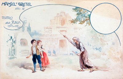 Illustratie van de opera Hansel und Gretel door Humperdinck, tijdens de uitvoering in het Teatro alla Scala door Anonymous Anonymous