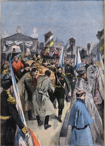 In Sint-Petersburg in Rusland: de begrafenis van Groothertog Alexandrovich (Aleksei Aleksandrovich Romanov) door Anonymous Anonymous