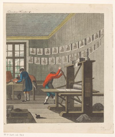 Interieur van een drukkerij, ca. 1750-1850 door Anonymous Anonymous