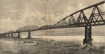 Internationaal brugproject over het Kanaal tussen Calais en Folkestone - 1890 - gravure 1890 door Anonymous Anonymous