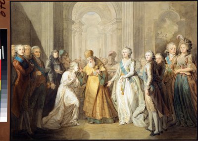 De verloving van groothertog Alexander Pavlovich en prinses Louise Augusta van Baden door Anonymous Anonymous