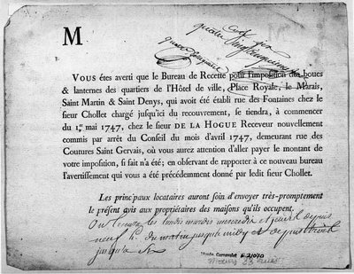 Brief van het Belastingkantoor betreffende de betaling van belastingen gedateerd april 1747 door Anonymous Anonymous