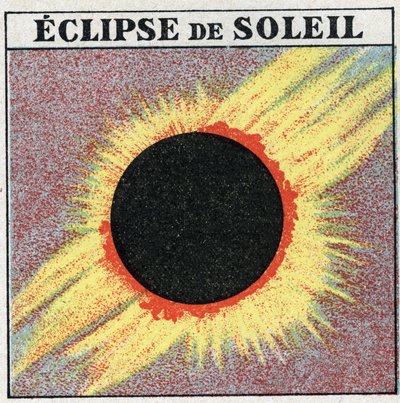 Lichtvoortplanting: zonsverduistering. Anonieme illustratie uit 1925. Privécollectie. door Anonymous Anonymous