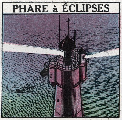 Lichtsignalen: vuurtoren van eclipsen. Anonieme illustratie uit 1925. Privécollectie. door Anonymous Anonymous