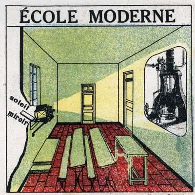 Lichtprojectie: gebruik van een projector in een klaslokaal in de jaren 1920. Anonieme illustratie uit 1925. Privécollectie. door Anonymous Anonymous