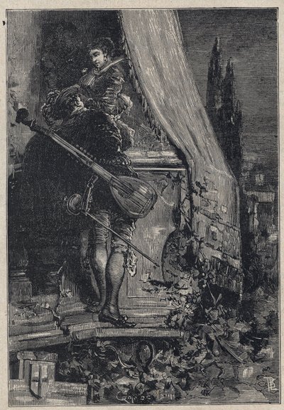 Lucrezia Borgia en Don Gaspare Aversa, graaf van Procida - gravure uit 