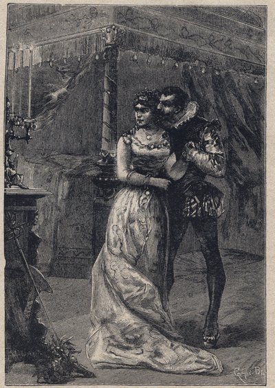 Lucrezia Borgia met haar eerste echtgenoot Giovanni Sforza d