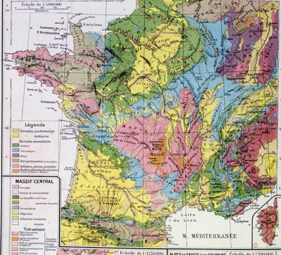 Kaart van Frankrijk: Geologisch Frankrijk - in 