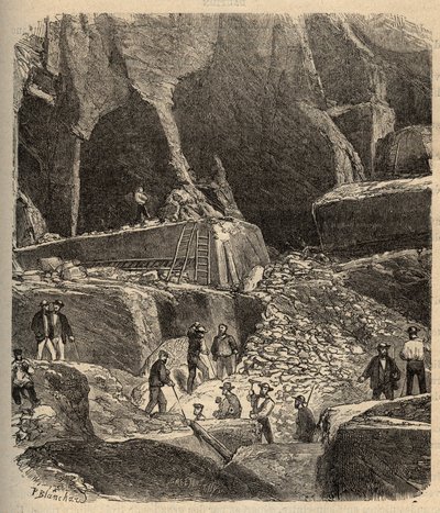 Marmergroeven van Saint-Genies (Saint Genies) - Dordogne - gravure in 