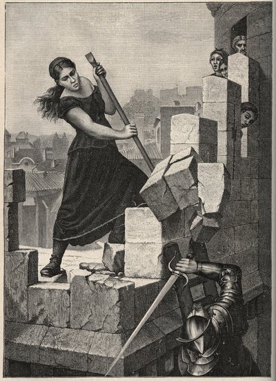 Marguerite Catherine Ponsoye alias Margot Delaye hier in mei 1570 verdedigt de stad Montélimar (Frankrijk) tegen het leger van Ludovic van Nassau door Anonymous Anonymous