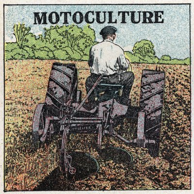 Mechanische tractie: motorcultuur. Anonieme illustratie uit 1925. Privécollectie. door Anonymous Anonymous